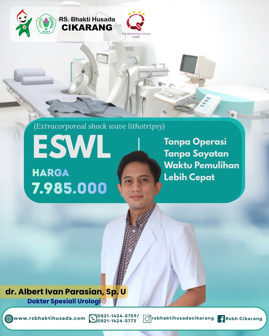 Solusi Bebas Batu Ginjal Tanpa Operasi, Mengenal Layanan ESWL di RS Bhakti Husada Cikarang